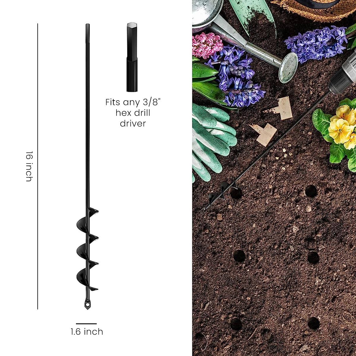 Optifit 2pcs Auger Drill Bit for Planting Gardening, 1.6 x 16In & 3.5 x 16In Twist Drill Bit, Carbon Steel Twist Drill Bit, Suit for 3/8 Optifit 2pcs Auger Drill Bit for Planting Gardening, 1.6 x 16In & 3.5 x 16In Twist Drill Bit, Carbon Steel Twist Drill Bit, Suit for 3/8